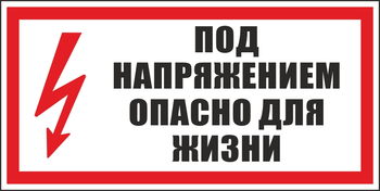 S28 под напряжением. опасно для жизни (пластик, 300х150 мм) - Знаки безопасности - Вспомогательные таблички - магазин "Охрана труда и Техника безопасности"