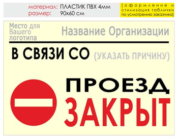 Информационный щит "проезд закрыт" (пластик, 90х60 см) t11 - Охрана труда на строительных площадках - Информационные щиты - магазин "Охрана труда и Техника безопасности"